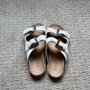 Able Women's White Buckle Sandals